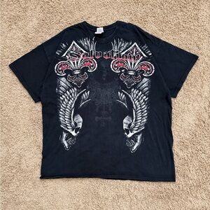 Vintage Salvation Affliction Style 2XL Print Tee Skulls Y2K Gothic Graphic